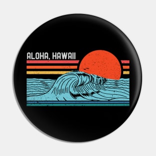 Retro Aloha Beach Surf Vintage Hawaii Surfing Wave 80s 70s Pin