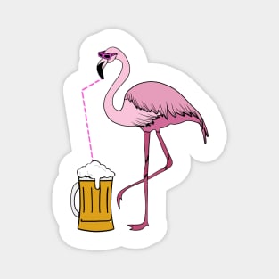 Flamingo drinking beer Funny Tropical Magnet