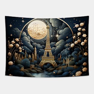 Paris in Moonlight Tapestry