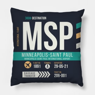 Minneapolis Saint Paul (MSP) Airport Code Baggage Tag Pillow