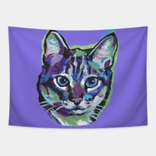 Tabby Cat Bright colorful pop kitty art Tapestry