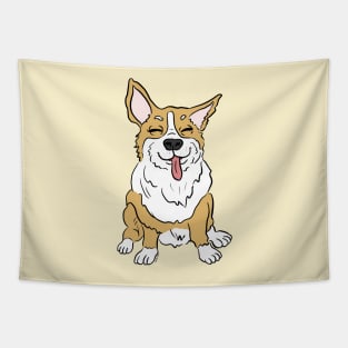 Corgi smiling Tapestry