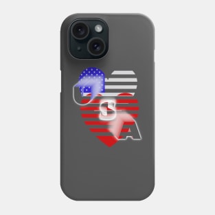 USA Flag Stripe Heart Red white blue Phone Case