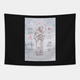 Saint Francis of Asis and christian symbols illustration Tapestry