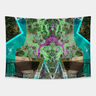 disaster map in architectural city collage ecopop Tapestry