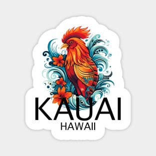 Kauai Hawaii - Rooster (with Black Lettering) Magnet