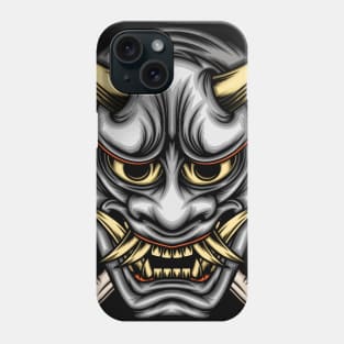 Hannya mask with skull head Phone Case