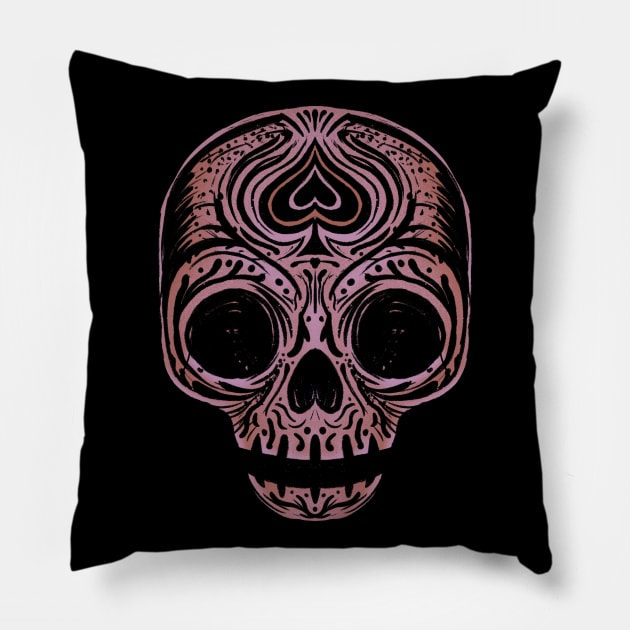 Sugar Skull - Sepia Pillow by RudeOne