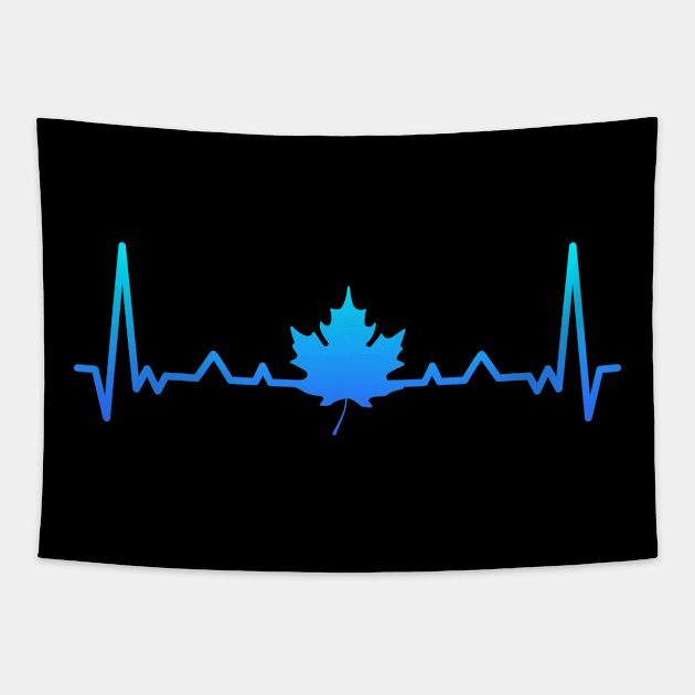 Maple Leaf Heartbeat Canada Canadian Gift Dad Mom Tapestry by qwertydesigns