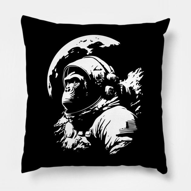 monkey on the moon Pillow by lkn