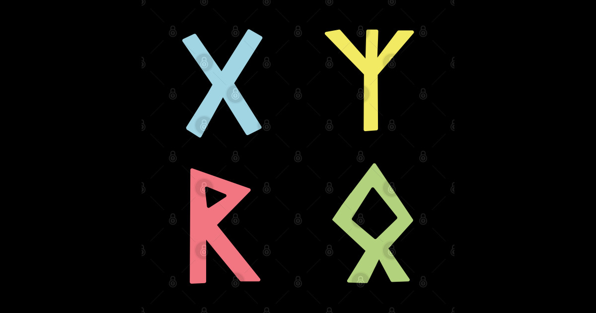Four Runes in Pastel Colors - Runes - Sticker | TeePublic