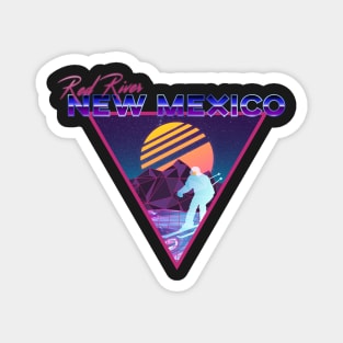 Retro Vaporwave Ski Mountain | Red River New Mexico | Shirts, Stickers, and More! Magnet