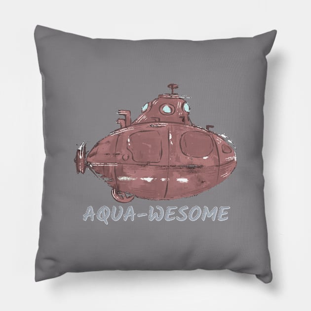 Aqua lover, Submarine lover Pillow by Kikapu creations