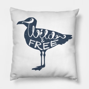 "Wild And Free" Seagull Pillow