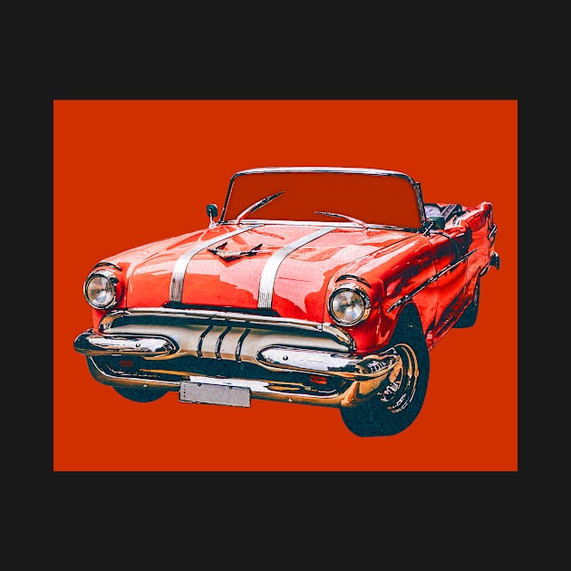 Sixties Era Red Car On Red Vintage Auto Style Cafe Art by 4U2NV-LDN