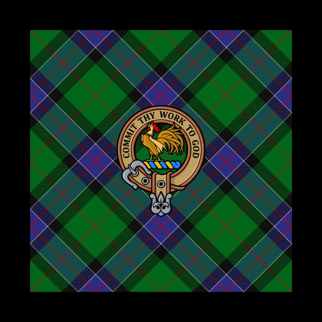 Clan Sinclair Crest over Hunting Tartan by sifis