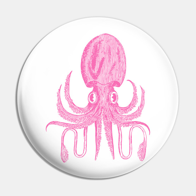 Cute Octopus Drawing In Bright Pink Cute Octopus Illustration Pin Teepublic