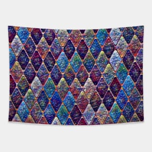 Multicoloured Diamond Scale Pattern Tapestry