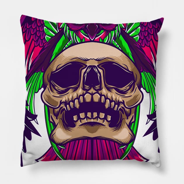 Owl and Skull Pillow by Harrisaputra