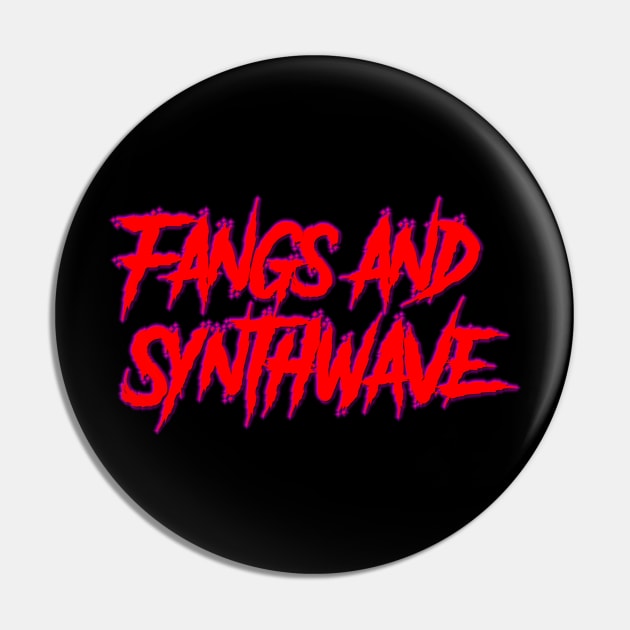 Fangs and Synthwave Big Red Logo Pin by Electrish