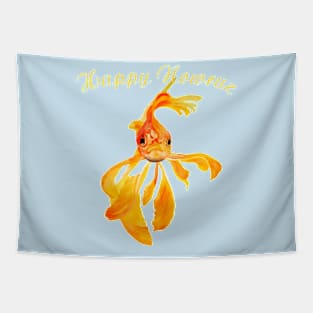 Happy Nowruz Cat New Year Goldfish Isolated Tapestry