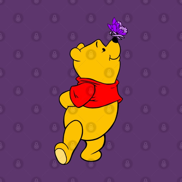 Yellow Bear with Awareness Ribbon Butterfly (Purple) by CaitlynConnor