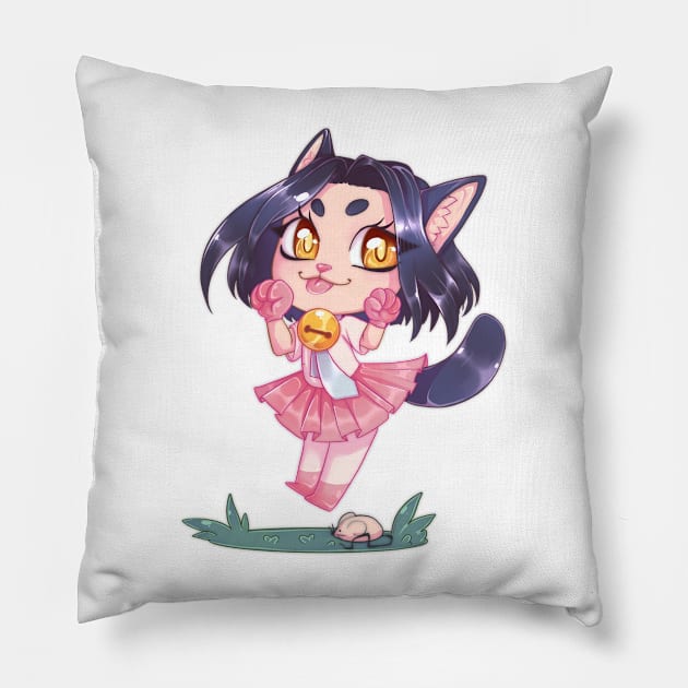 Chibi neko girl Pillow by Itsacuteart