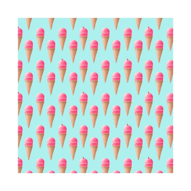 Strawberry Ice Cream Pattern - Blue by tanyadraws