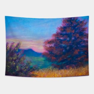 Pastel painting - Morning field Tapestry