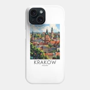 A Pop Art Travel Print of Krakow - Poland Phone Case