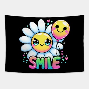 SMILE - KAWAII FLOWERS INSPIRATIONAL QUOTES Tapestry