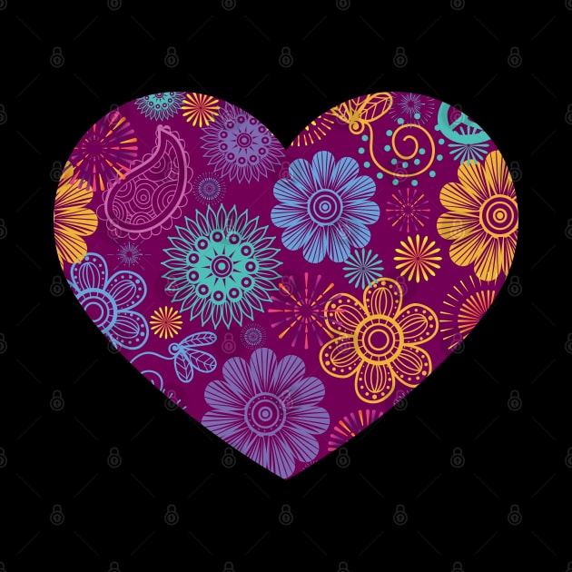 Pretty Heart Paisley Flower Dot Leaf Pattern by Rosemarie Guieb Designs