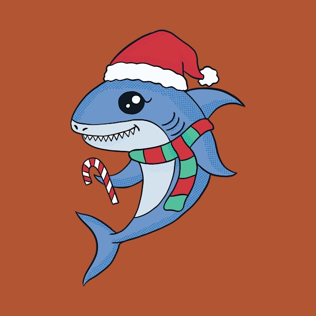 Cute Cartoon Christmas Shark by SLAG_Creative