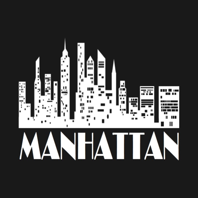 Manhattan Skyline New York City - WHITE by curlygirztees1