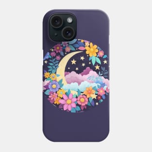 Whimsical Moon Floral Phone Case