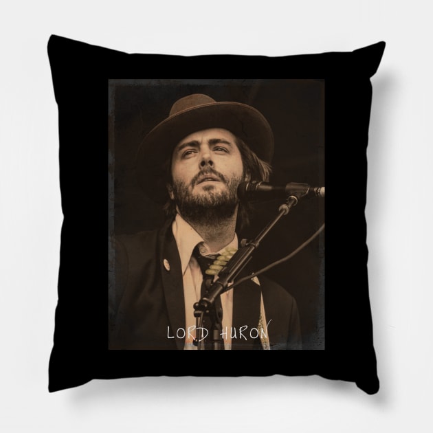 Vintage Lord Huron in Concert Pillow by Ihkwan Art