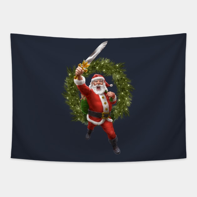 Santa Claus Sleigher Tapestry by AyotaIllustration