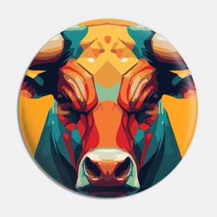 Bull head pop art portrait Pin