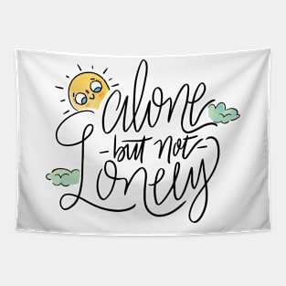 🌟👕Empowered Solitude: Alone But Never Lonely" - Let Your Tee Speak Resilience! 🖋️🌌 Tapestry