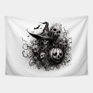 Ghastly Glimpses: Scribbled Spirits Tapestry