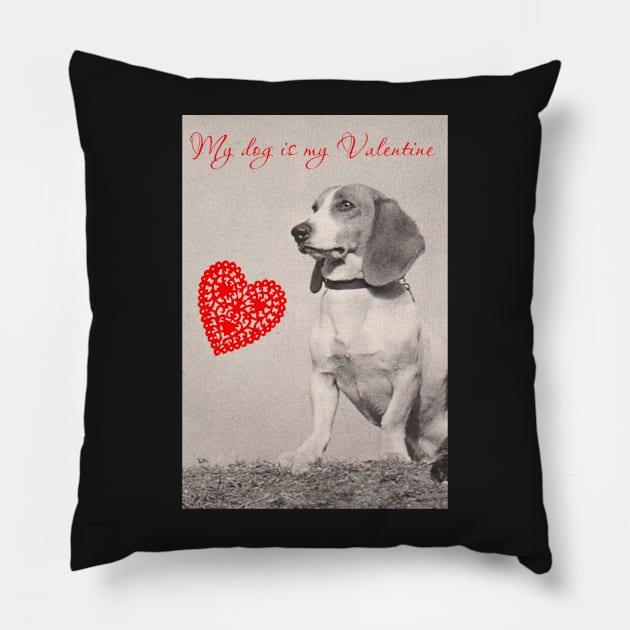 My Dog is my Valentine (Beagle) Pillow by picsoncotton