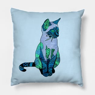 Watercolor Cat Zentangle Pillow