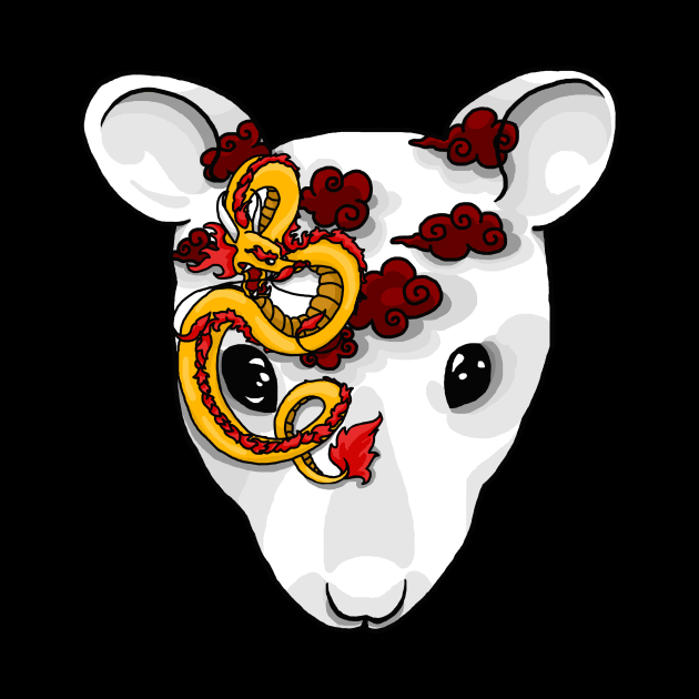 Year of the Rat - rat head with chinese ornaments by HighFives555