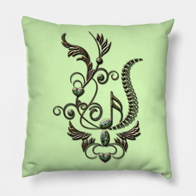 Music, key note with floral elements Pillow by Nicky2342