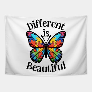 Different Is Beautiful Autism Awareness Butterfly Tapestry