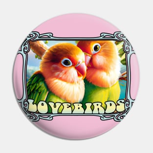 Lovebird Pair Vintage Painting Pin