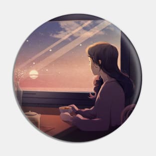 Gazing into the Sunset Pin