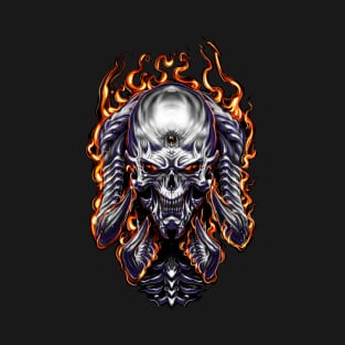 Dark Fire Demon Skull T-Shirt