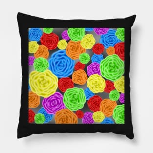 Colorful Rainbow Roses Pattern Pillow