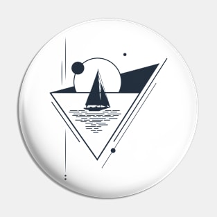 Sailboat In Triangle. Geometric Style Pin